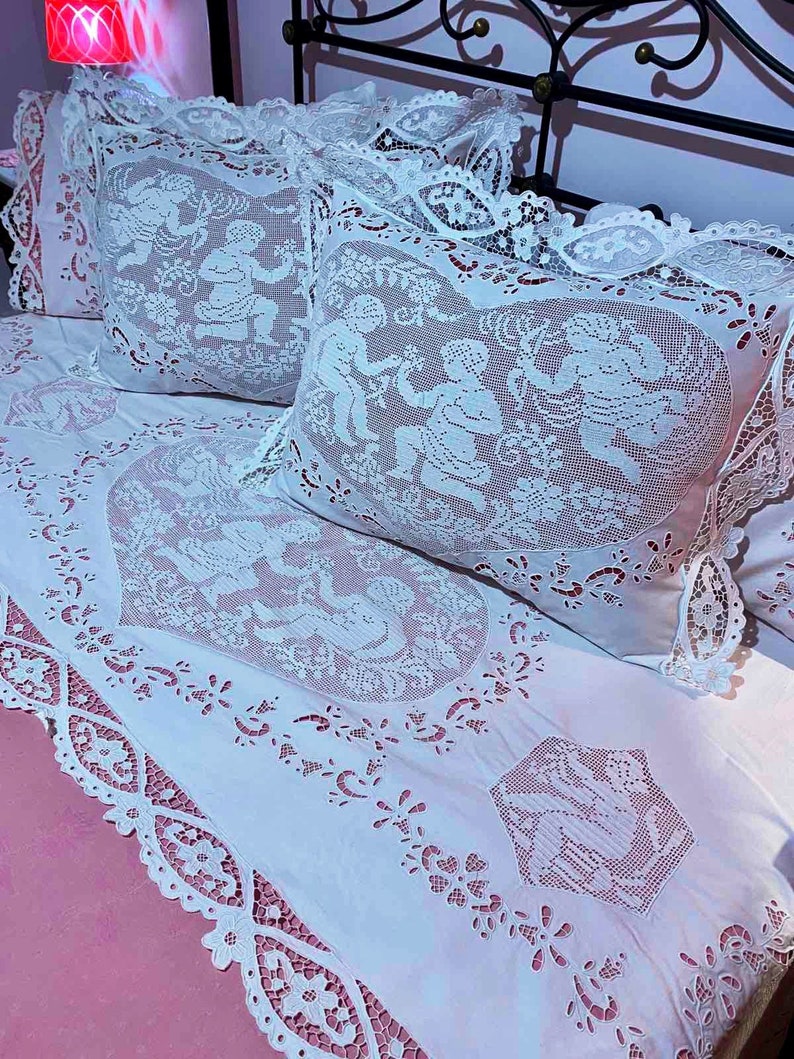 Handmade Bed Set Vintage Inspired Bedroom White Linen Etsy