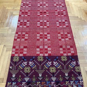 Vintage Greek Kilim Rug: Long Woven Wool, Folk Art Carpet
