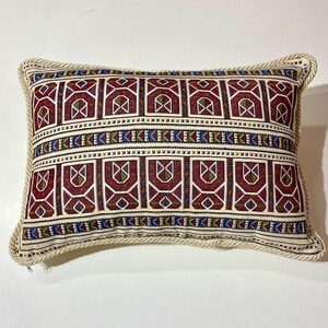 Funda de almohada retro vintage, funda de almohada geométrica antigua, funda de almohada de sofá de punto de cruz de los años 70, funda de almohada de diseño bordada para sofá