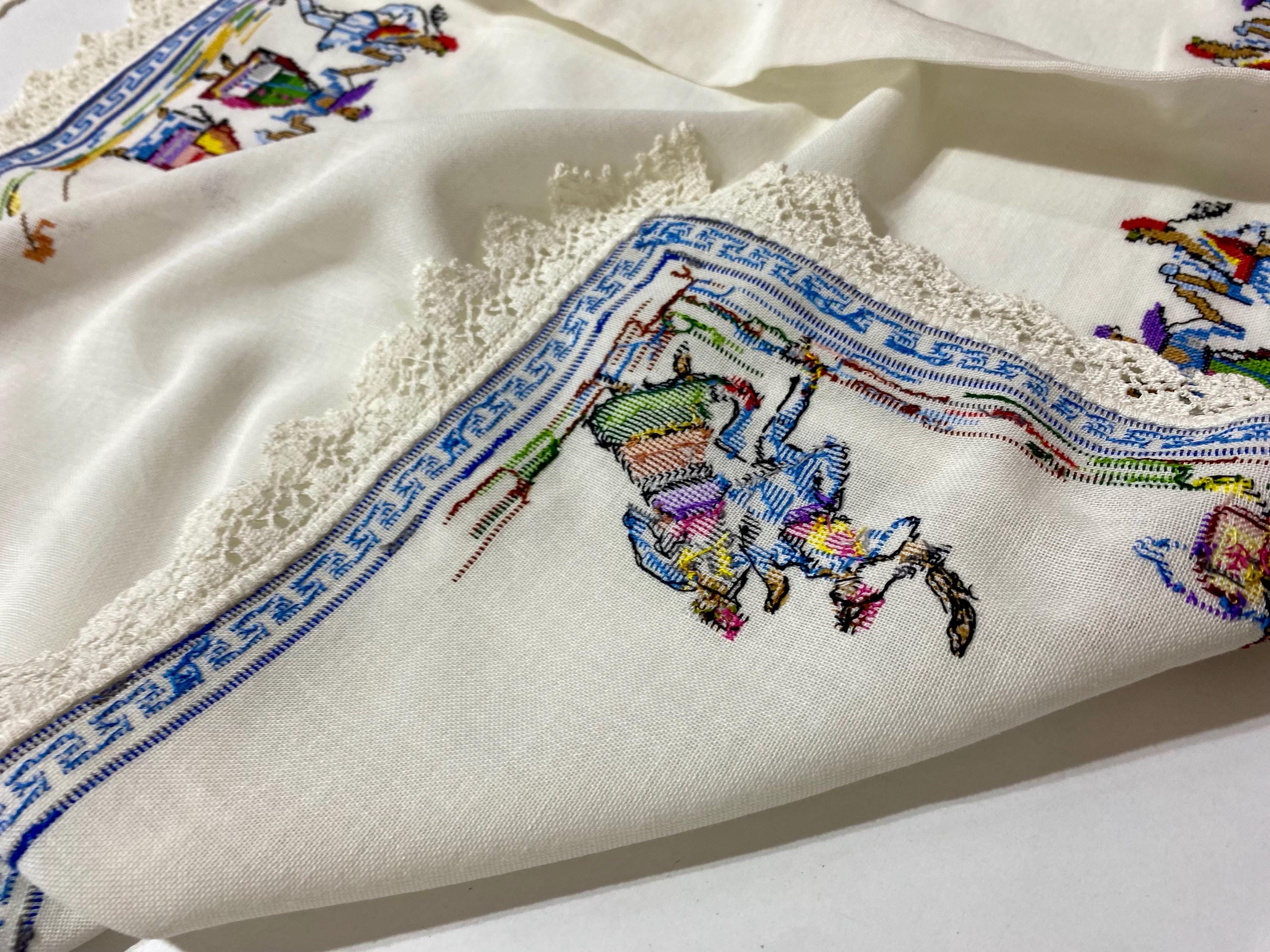 ギリシャの伝統的なテーブルクロス刺繍、手作りのテーブルクロス