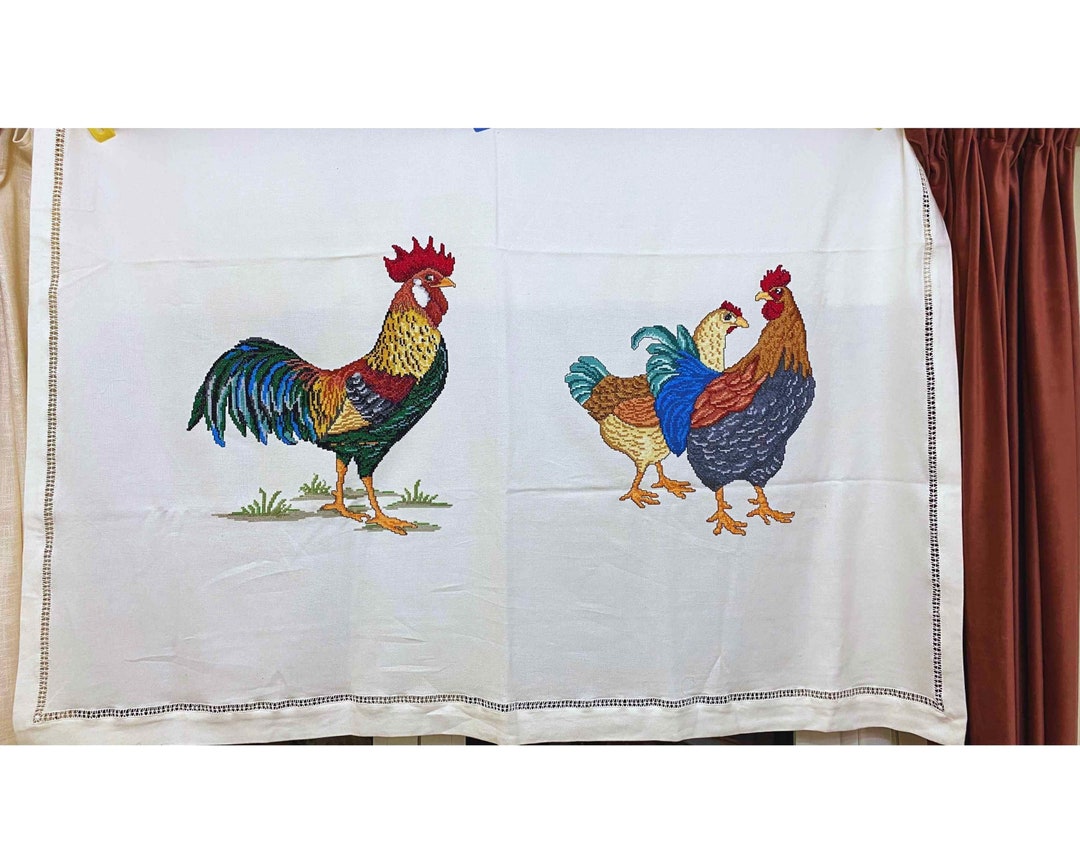 Easter Curtain Embroidered Window Treatment Handmade Custom Etsy