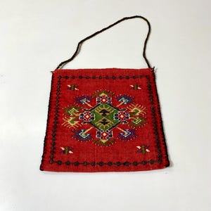 Metsovo tagari Greek bag, Epirus handmade embroidery folk tsagari, vintage handwoven, traditional ethnic Greece