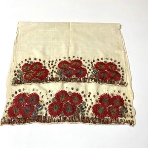 Seltene antike griechische Stickerei, osmanische Ära, handgenähtes Textil, rustikale Leinenvolkskunst, 19