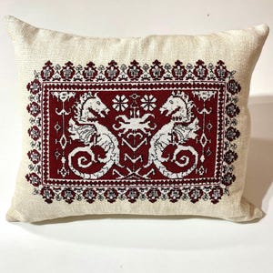 Assisi Embroidered Pillow Cover – Hand‑Stitched Vintage Folk Art Cushion (Farmhouse Retro)