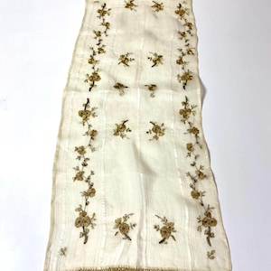 Greek cevres vintage embroidery,  gold silk handmade embroidered, original antique folk art tsevre