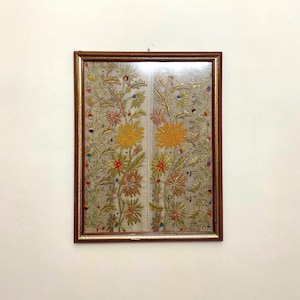 RESERVED Framed Ottoman Embroidery Wall Hanging: Antique Anatolian Textile Art