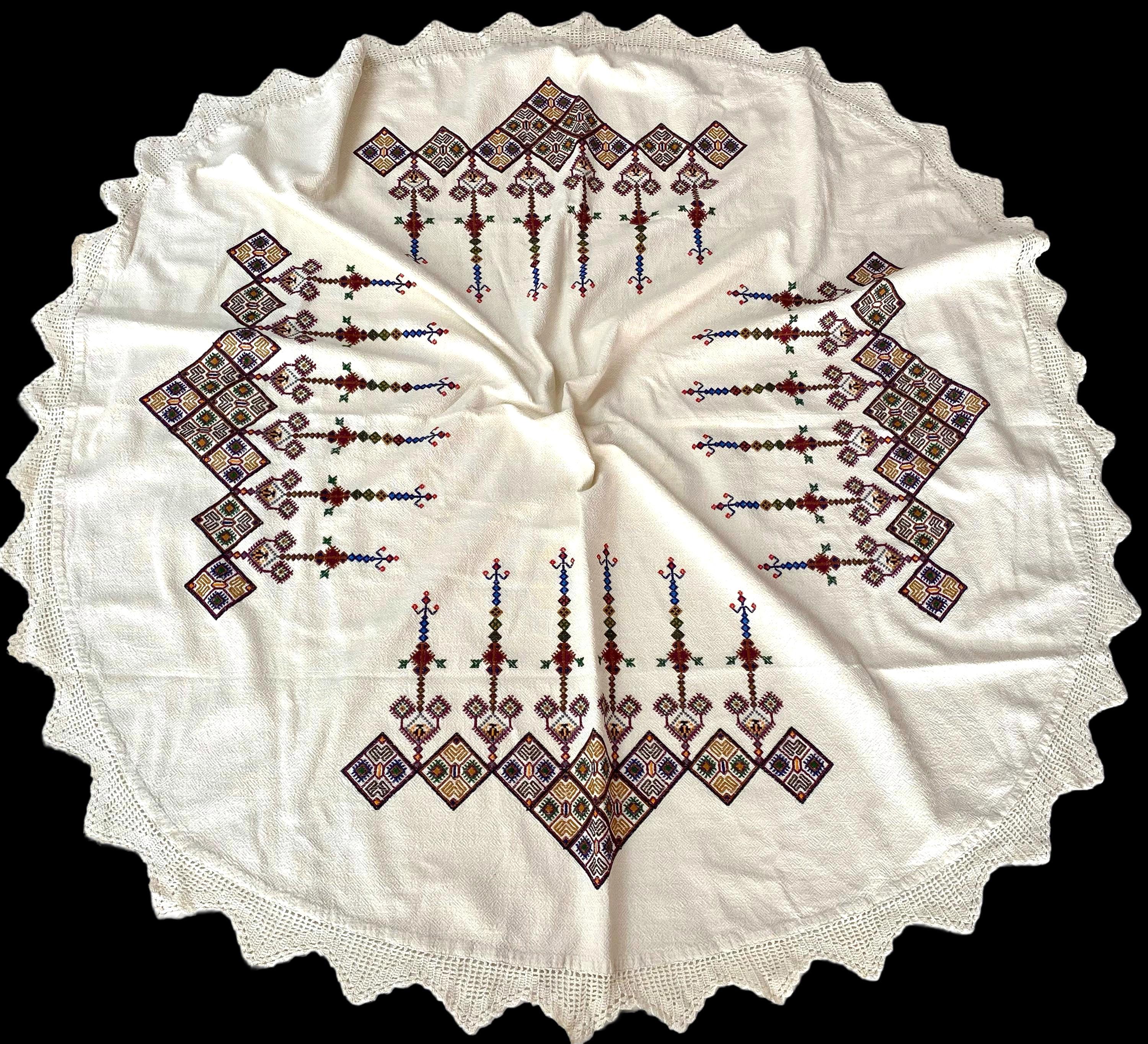 クレタ島の手作りテーブルクロス：ギリシャの民芸品、伝統的なレース