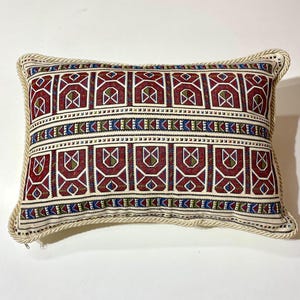 Vintage Retro Pillow Case, Geometric Old Pillow Cover, 1970s Cross Stitch Sofa Pillow Case, Embroidered Couch Designer Pillow Cover