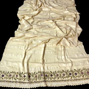 Panel de cortina bordado de metal griego antiguo: tejido de encaje de hilo de la década de 1940