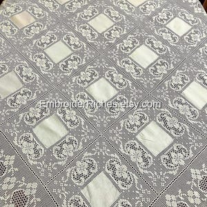 New, Handcrafted Linen Needlework Knit Tablecloth, Handmade Linen Table Cover with Needlework and Knitting, Elegant Hand-Knitted Table cloth