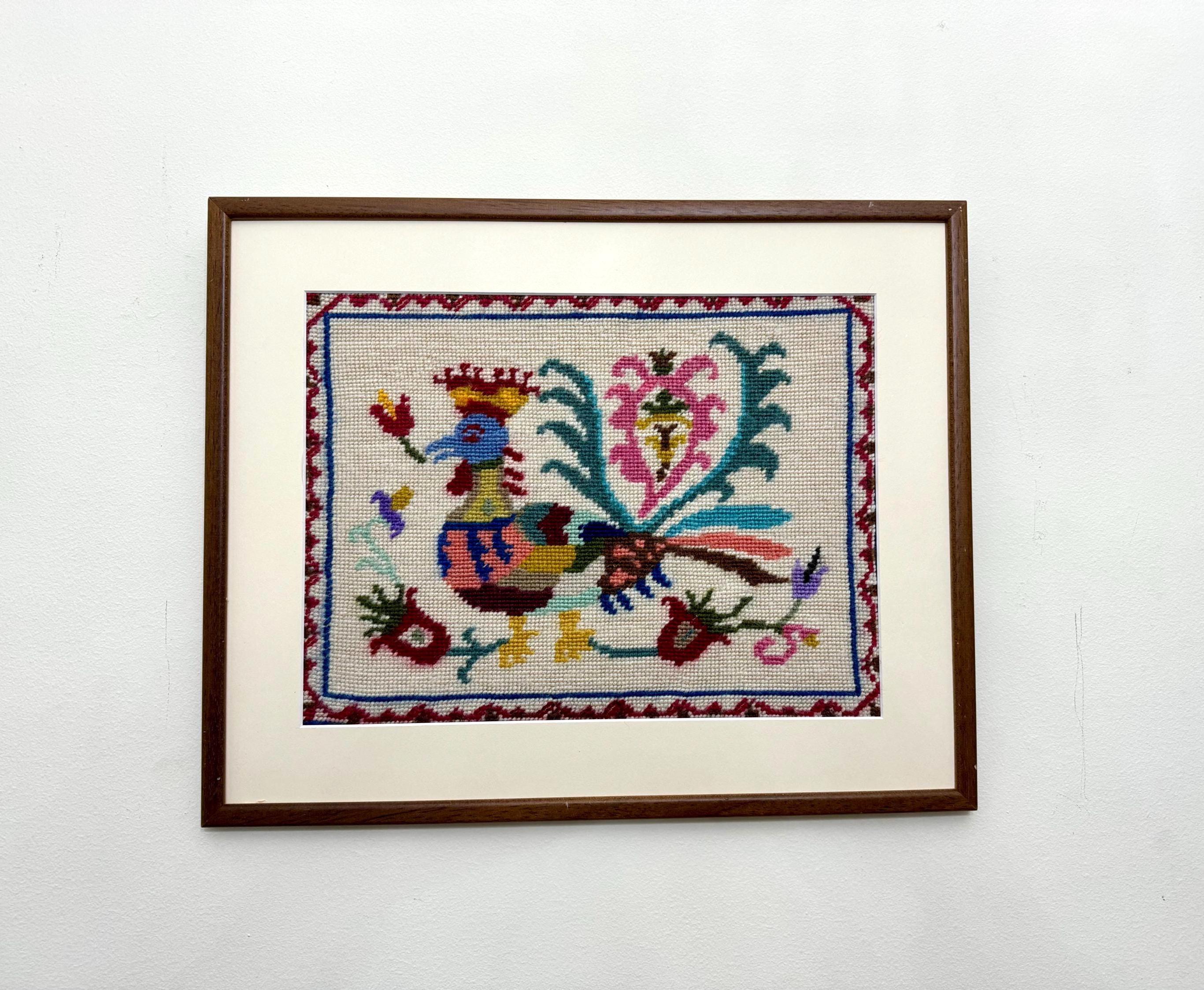 Cockerel Embroidery Wall Art: Skyros Island Folk Design