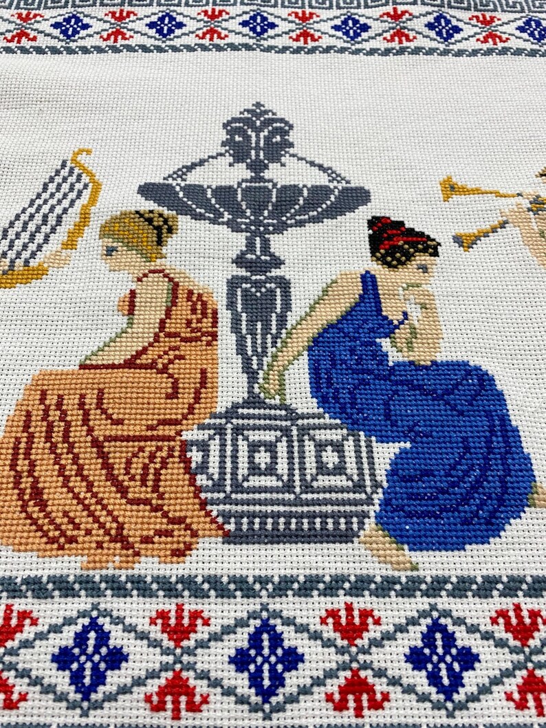 Handmade Ancient Greece Embroidery Table Decor Art, Iketides Aeschylus