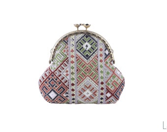 kiss lock Coin purse| Frame coin purse| Embroidered clasp coin purse | Gift for her | Oriental Color purse