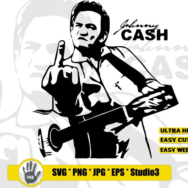 Klassische Johnny Cash svg | Johnny Cash svg | Mann in Schwarz svg | Johnny Cash Song | Johnny Cash Musik | Johnny Cash | Schnittdatei svg | SVG-Datei