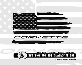 Corvette American Flag svg | Corvette svg | Vette svg | American Flag Svg | USA Flag svg | US Flag svg | Svg files | Cricut Cut Files