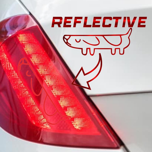 Long Dog Reflective Vinyl Decal | Long Dog Sticker | Reflective Long Dog Decal | Cute Car Decals | Cute Decals | Brake Light Decal