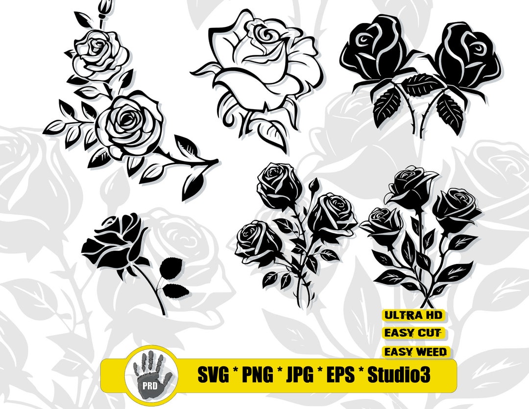Rose Clipart Bundle Rose Svg Bundle Rose Svg Spring Flower Svg Rose Svg ...