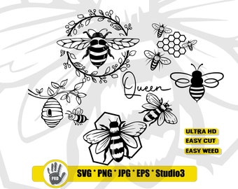 Honey Bee svg Design Bundle | Honeybee svg | Honeybees Cutfiles | Honeybee Clipart | Honeybee Designs svg