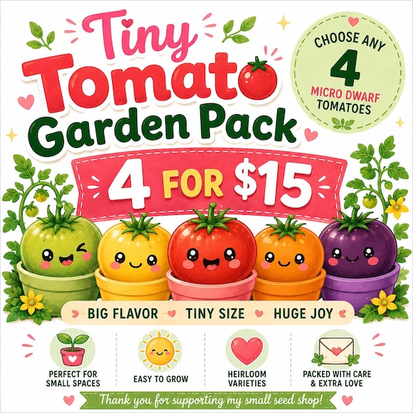 Choose Any 4 Micro Dwarf Tomato Seeds – Build Your Own Bundle