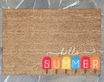 Hello Summer Doormat, Doormat for the Summer, Welcome Mat, Housewarming Gift Doormat, Porch Decor, Summer Decor