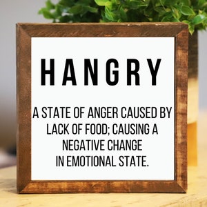 Hangry Definition Wall Art,Wood Framed Black Funny Kitchen Decor,11.7 –  ParisLoftHome