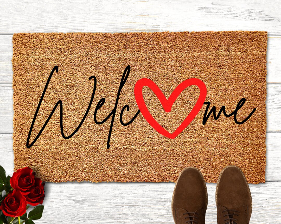 Mat With Heart, Valentines Doormat, Valentines Day Decor, Valentines Day Gifts, Heart