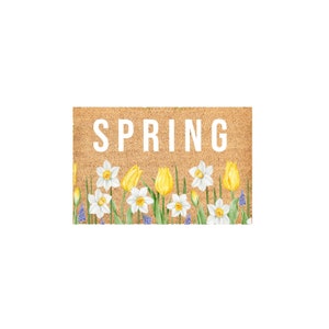 Spring Doormat, Spring Doormat with Flower Design, Doormat, Seasonal Doormat, Porch Decor, Welcome Mat image 5