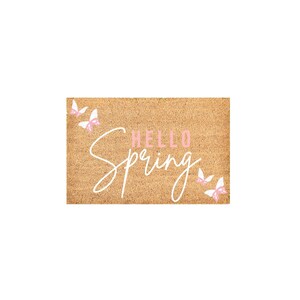 Hello Spring Doormat with Butterflies, Spring Season, Doormat, Porch Decor, Welcome Mat, Home Decor 30 x 18