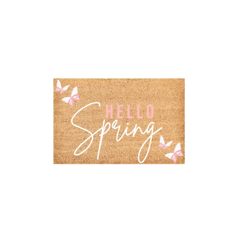 Hello Spring Doormat with Butterflies, Spring Season, Doormat, Porch Decor, Welcome Mat, Home Decor 24 x16