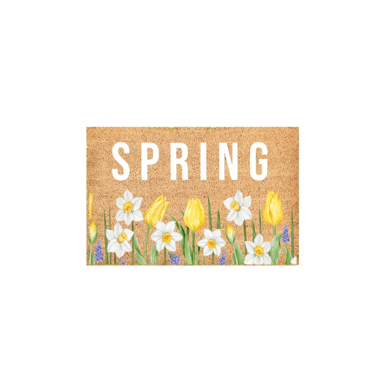 Spring Doormat, Spring Doormat with Flower Design, Doormat, Seasonal Doormat, Porch Decor, Welcome Mat image 3