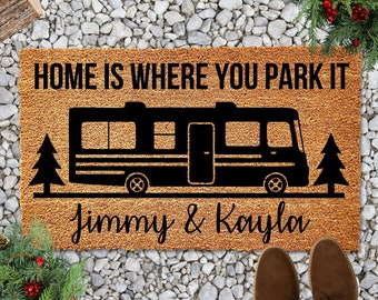 Personalized Camping Doormat, Custom RV Door Mat, Coir Welcome Mat for A  Campsite, Camping Gift, Home is Where You Park It, Class A RV Mat 