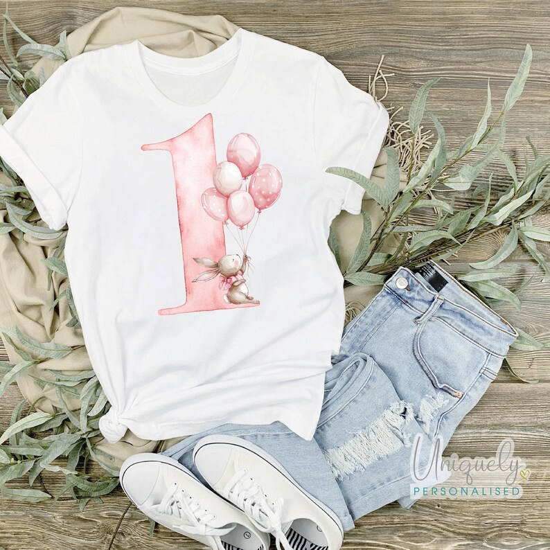 1st Birthday Girl Rabbit Clipart, Pink Number One, Digital Download ...