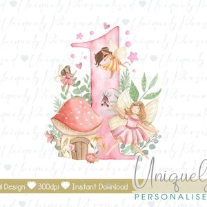 1st birthday girl fairy clipart, pink number one, digital download, transparent png, sublimation t shirt design, watercolour party decor