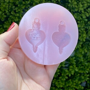 Herzglas Valentinstag Ohrringe Gießform *Handgemachte Mold* *Resin Mold* *Schmuckstück* *Ohrringe Mold*