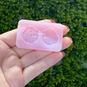 Mario Bros Mario And Luigi Studs Earrings Mold *Handmade Mold* *Resin Earrings Mold* *Green L Hat Red R Hat Cartoon Character Earrings*