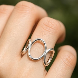 Sterling Silver Circle Ring \ Open Bubble Design \ Handmade Silver Jewelry \ Unique Gift for Her \ Minimalist Statement Ring