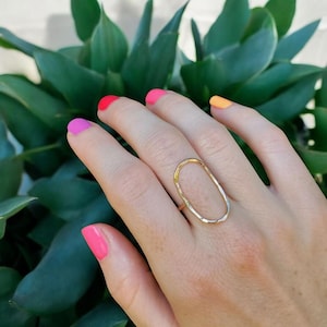 Hammered Oval Sterling Silver Ring - Gold Plated Anniversary Jewelry