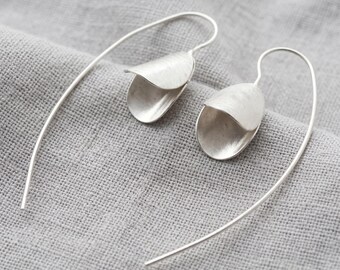 Sterling Silver Snowdrop Earrings | Delicate White Flower Drop Jewelry