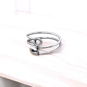 Adjustable Safety Pin Ring | Trendy Design Ring | Gift for Women | 925 Silver Safety Pin Ring | Unisex Safety Pin Ring