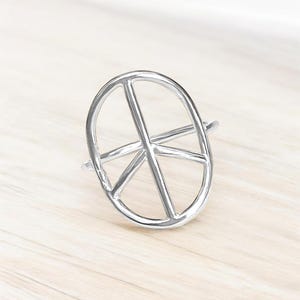 Peace Sign Ring - Sterling Silver, Bohemian Jewelry, Symbol of Peace and Love
