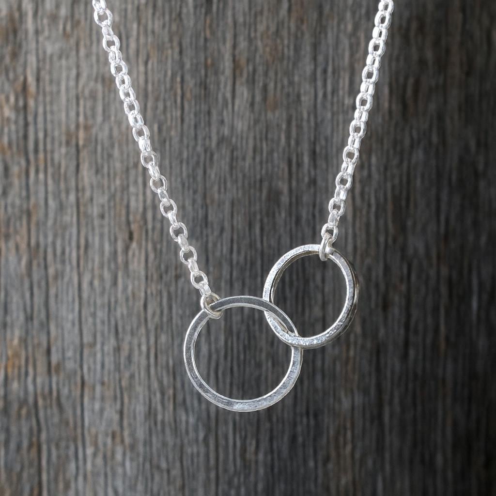 Sterling Silver Interlocking Circle Necklace | Minimalist Double