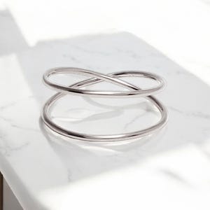 Sterling Silver Spiral Ring | Minimalist Crossover Band | Handmade Ring | Everyday Jewelry Gift