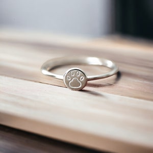 Sterling Silver Paw Print Ring: Minimalist Pet Jewelry