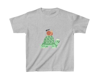 Pu! Kinder T-Shirt aus schwerer Baumwolle, Schildkröte, Schnecke, lustiges Geschenk, lustiges Tiergeschenk, Kleinkindgeschenk, Babygeschenk, Kindergeschenk