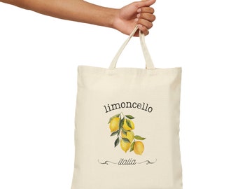 Limoncello Baumwoll-Einkaufstasche, Italien, Italienisch, Zitronen, Amalfiküste, Urlaub, Strandtasche, Geschenk für Italiener, Urlaubstasche, Zitronentasche