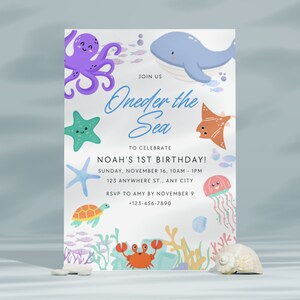 Editable ONEder Under the Sea Birthday Invitation, First Birthday, Ocean Animal Invitation, Sea Creature Birthday, Instant Download Editable