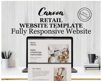 Plantilla de sitio web de Canva minorista, sitio web de Canva, sitio web de negocios, página de inicio de Canva, plantilla de página de ventas