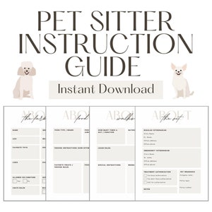Pet Sitter Instruction Guide | Printable Pet Sitter Notes | Dog Sitter | Cat Sitter | Pet Care | Digital Download