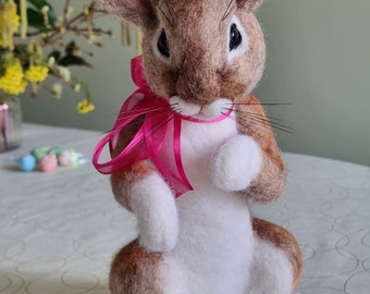 Cute Brown Rabbit called Jasmine. Handmade, needlefelted, gift for Easter, Birthday, Christening, PawsomeBuddies, Home Decor, Nursery