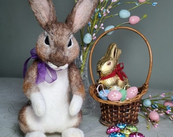 Cute Brown Rabbit called Amelia. Handmade, needlefelted, gift for Easter, Birthday, Christening, PawsomeBuddies, Home Decor, Nursery